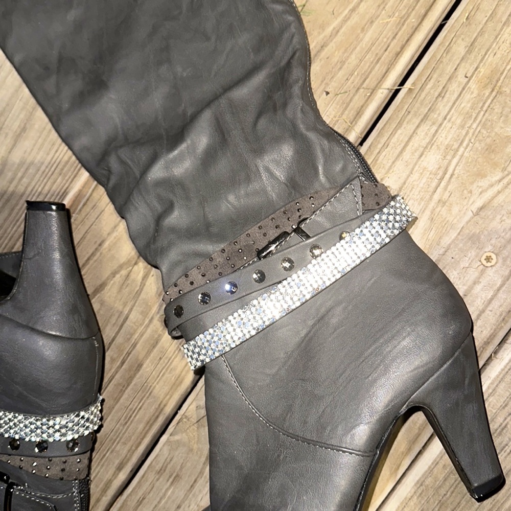 SOLD Gray Boutique Bling Boots🤍 - Picture 4 of 5